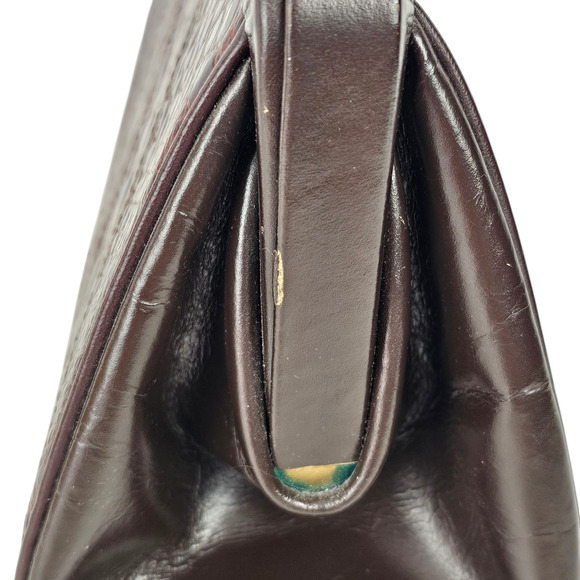 VTG 1970s Andrew Geller brown reptile patterned leather handbag VGUC - Picture 8 of 14